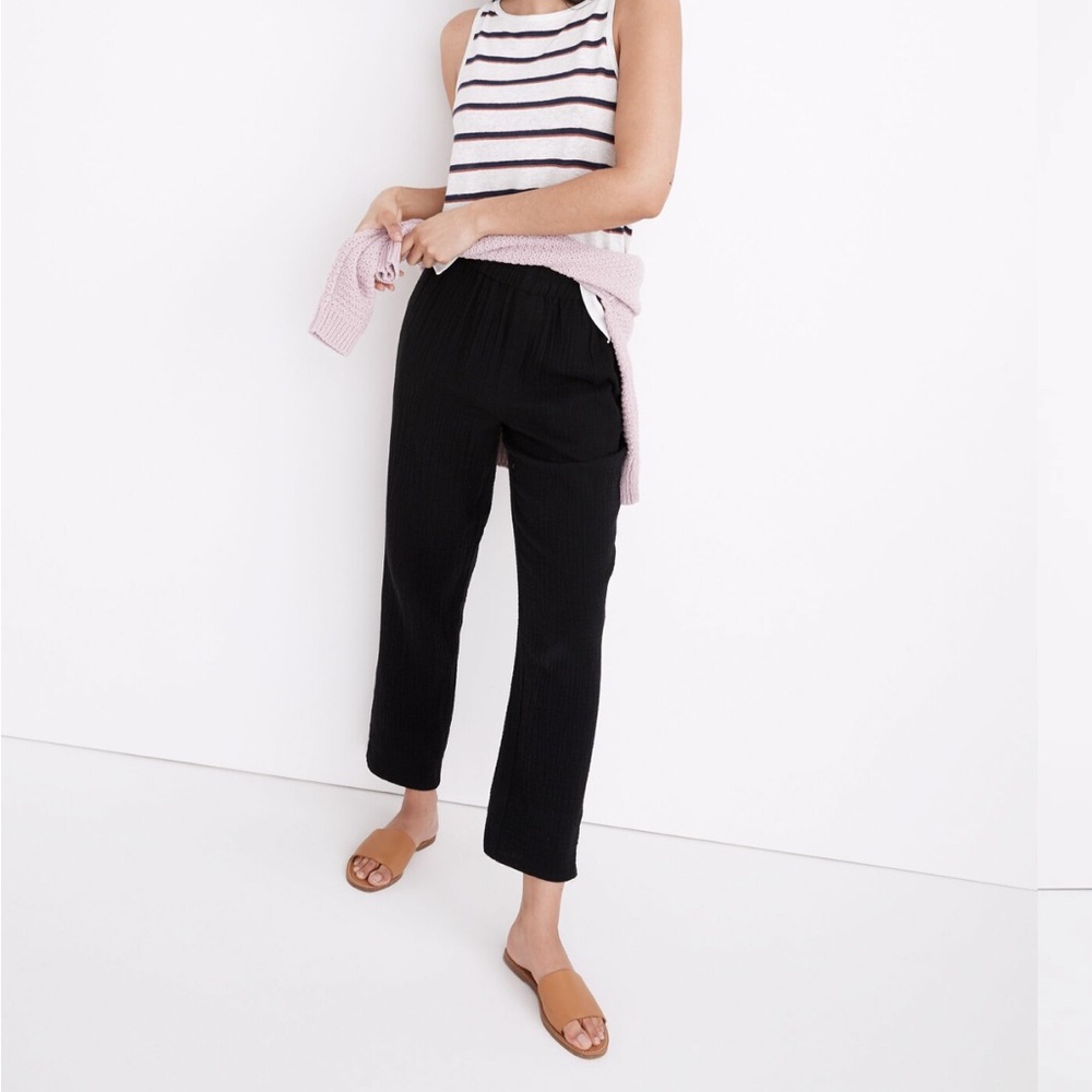 Madewell Lightspun Tapered Huston Pull-On Crop Pants, 100% Cotton